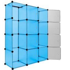 Variabilný regálový systém na topánky modrý 115 cm x 37 cm x 150 cm | 12 boxov