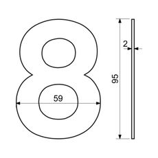 RN.95L.8.CE číslica "8" 95mm čierna Čierna