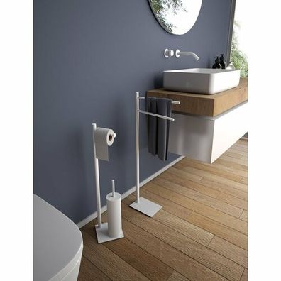 GEDY TR3222 Trilly stojan s držiakom na toaletný papier a WC štetkou, hranatý, biela matná