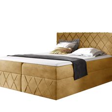 Wilsondo Čalúnená boxspring posteľ Paros Lux s vrchným matracom - žltá Kronos Rozmer: 160x200