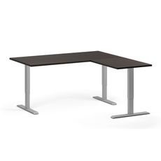 Výškovo nastaviteľný stôl, 160x160 cm, 3 motory, L/P, sivá podnož, wenge