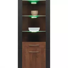 Vitrína naomi 6 l/p-orech/wenge - s osvetlením led