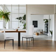 ModernHome Sada 4 stoličiek ekokoža, profilované biele operadlo