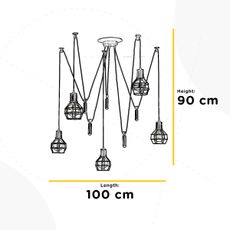 ONLI - Luster na lanku SPIDER 5xE27/15W/230V pavúk čierna