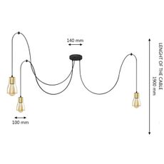 Luster na lanku TUBE 3xE27/10W/230V pavúk čierna/zlatá