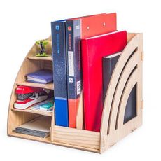 Drevený kancelársky organizér na dokumenty so 7 priehradkami svetlé drevo DIY D9113