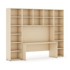 Zostavy knižníc INTEGRO so stolom, vyššie, 2950 x 700/400 x 2300 mm, breza
