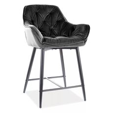 Signal Sametová barová židle CHERRY 87 cm černá