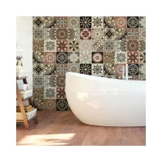 Sada 24 nástenných samolepiek Ambiance Wall Stickers Tiles Piura, 10 × 10 cm