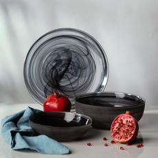 Tanier plytký čierny 21 cm - Elements Glass - 321911