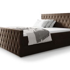 Wilsondo Čalúnená boxspring manželská posteľ s vrchným matracom Montana - hnedá Rozmer: 180x200