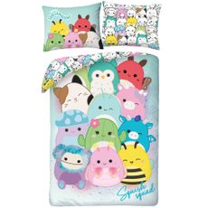 Obojstranné posteľné obliečky z mikrovlákna Squishmallows – motív Squish Squad - 70 x 90 cm + 140 x 200 cm - zipsové zapínanie