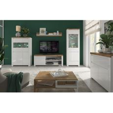 KONDELA Vilgo 1D/160 tv stolík biely lesk / dub wotan