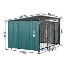 KONDELA Dogny Typ 5 voliéra pre psa 135x196x116 cm tmavozelená / antracit