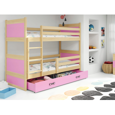 Interbeds Rico poschodová posteľ 200cm x 90cm borovicové drevo prírodno-ružová