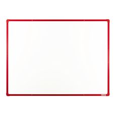 Biela magnetická popisovacia tabuľa s keramickým povrchom boardOK, 1200 x 900 mm, červený rám