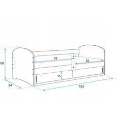 Interbeds LUKI 1 Jednolôžková detská posteľ 80x160 Sivá Snow