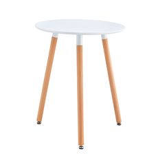 Jedálenský stôl, biela/buk, priemer 60 cm, ELCAN NEW TYP 1