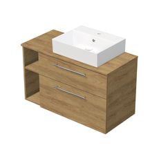 INTEDOOR Kúpeľ.skriňa+umývadlo BEE, úchyt chróm, 100cm, regál vľavo, dub Hickory