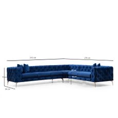 Luxusná rohová pohovka Como 270 x 310 cm, pravá, námornícka modrá