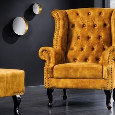 Chesterfield kreslo MIDAS Dekorhome Hořčicová