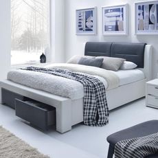 HALMAR Čalúnená posteľ Cassandra 140x200 dvojlôžko - bielo-čierna
