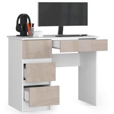 Počítačový stôl A7 ľavá biela/cappuccino lesk