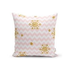 Vianočná obliečka na vankúš Minimalist Cushion Covers Golden Snowflakes, 42 x 42 cm