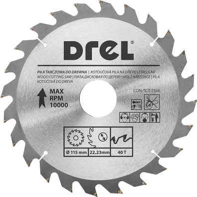 Pílový kotúč do dreva, 115 mm x 40 T, Drel