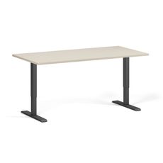 Výškovo nastaviteľný stôl, 160x80 cm, 1 motor, čierna podnož, breza