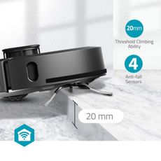 Nedis WIFIVCL002CBK - Inteligentný robotický vysávač s mopom Wi-Fi Tuya čierna + DO