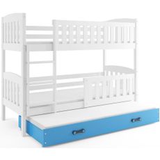 Poschodová posteľ s prístelkou KUBO 3 - 200x90cm Biela - Modrá