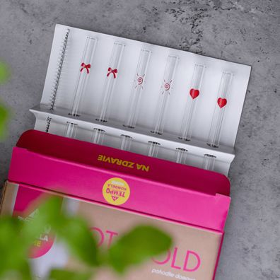 KONDELA Hotcold Typ 18 sklenená slamka (6 ks) priehľadná