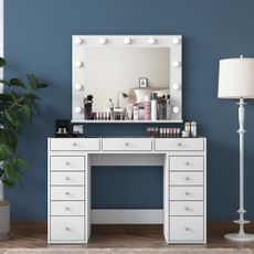 Kalune Design Toaletní stolek Melissa 04 s LED zrcadlem bílý/čirý