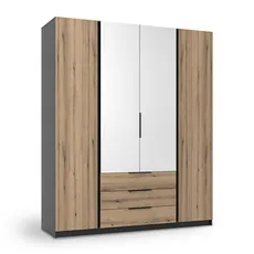 Šatníková skriňa so zrkadlom Kaja 2F 2 3S 200x239x62 - čierna/dub
