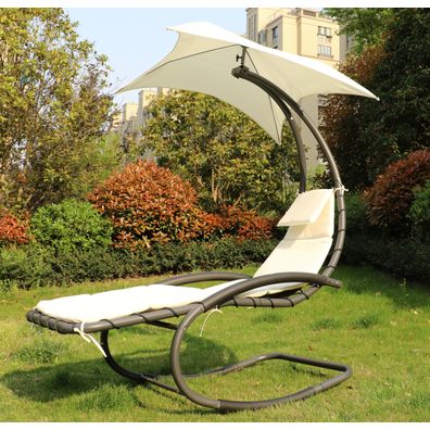 ModernHome Záhradné hojdacie kreslo s baldachýnom - béžové