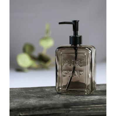 Sivý sklenený dávkovač na mydlo Wenko Pure Soap