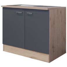 Kuchynská skrinka s drezom Tiago, dub san remo/šedá, šírka 100 cm