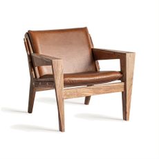 Estila Luxusné retro masívne kožené hnedé kreslo Misty s čalúnením s kresbou letokruhov 78 cm